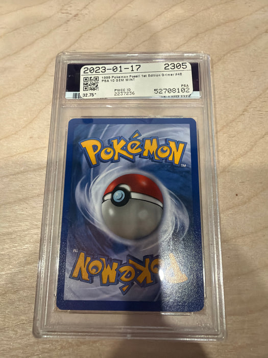 PSA 10 1999 Pokemon Grimer 1st Edition Fossil