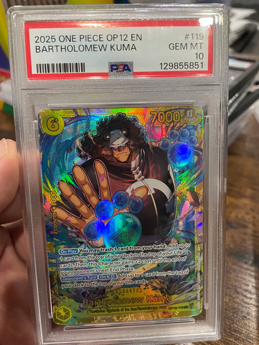 One Piece: PSA 10 Bartholomew Kuma OP12 SEC