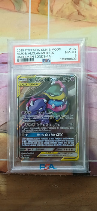 Pokemon: PSA 8 Full Art Unbroken Bonds Muk & Alolan Muk GX